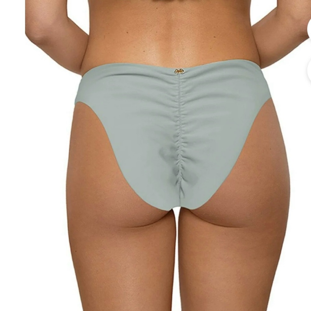 PilyQ High Cut Full Bikini Bottoms in Pistachio Green
